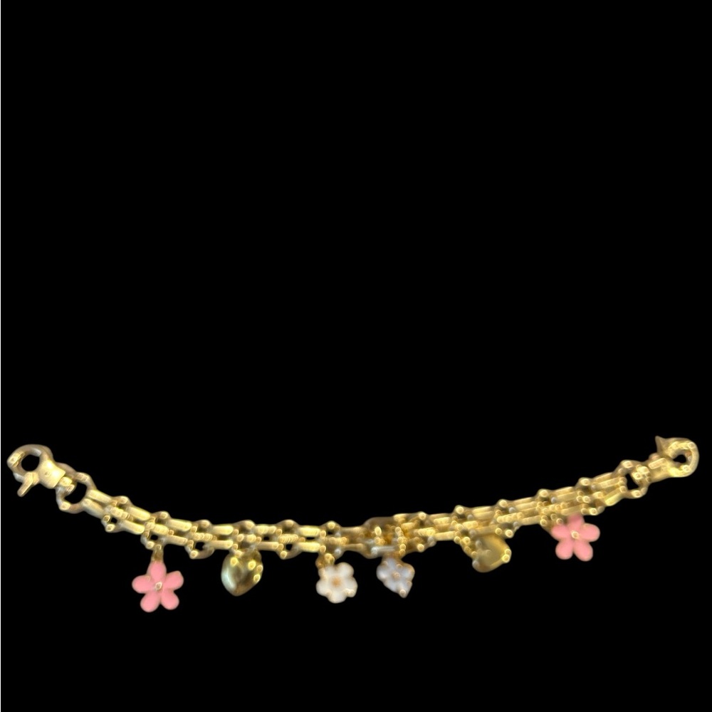 Gold and Pink Floral Heart bag chain